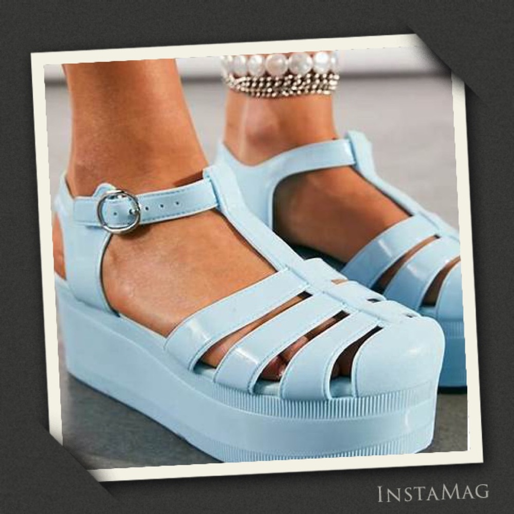 JEFFREY CAMPBELL Baby Blue Jelly  Fisherman Platforms